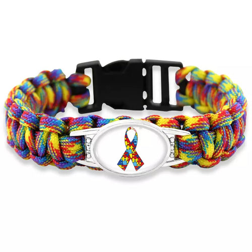 Autism Awareness Paracord Bracelet Puzzle Ribbon FREE USA SHIPPING SHIPS FROM USA