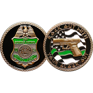 CBP Border Patrol Agent Rock Out Thin Green Line Flag Challenge Coin BPA GL6-002