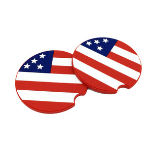 Set of 2 US Flag RWB Patriotic Silicone Car Cup Coasters July 4th Flag Day USA - www.ChallengeCoinCreations.com