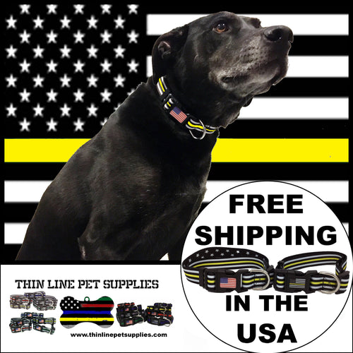 Thin Gold Line Dog Collar Dispatcher Emergency Services 911 Operator - www.ChallengeCoinCreations.com