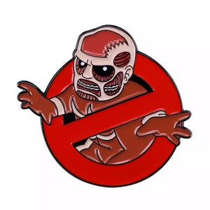 Attack On Titan Colossal Titan Scouts Ghostbusters Mash Up Enamel Metal Pin Free USA Shipping P-159