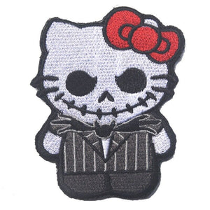 Jack Kitty Hello Skellington Mash Up Embroidered Hook and Loop Morale Patch FREE USA SHIPPING SHIPS FREE FROM USA PAT-618