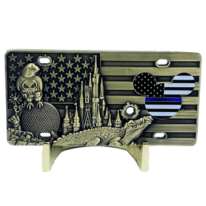 Mickey Inspired Thin Blue Line Florida POLICE Mouse License Plate Challenge Coin H-007 - www.ChallengeCoinCreations.com