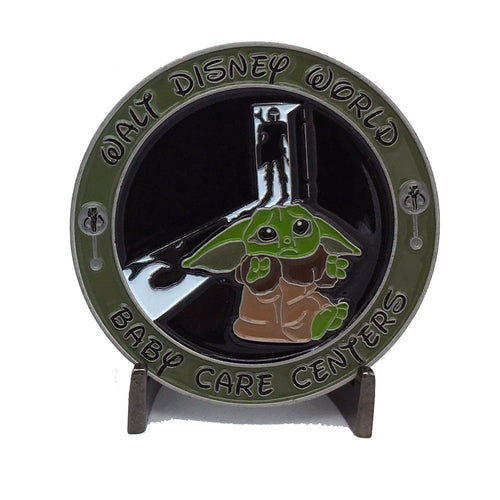 Unofficial Disney Child Care Center Inspired Mandalorian Baby Yoda Security Challenge Coin GG-025 - www.ChallengeCoinCreations.com