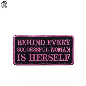 Pink Woman Success Herself Strong Hook and Loop Morale Patch Army Navy USMC Air Force LEO FREE USA SHIPPING SHIPS FROM USA V00911  PAT-75