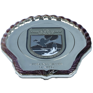 FWL U.S. FISH AND WILDLIFE SERVICE Sterling Silver Plated Seashell Challenge Coin Shell Federal FWS EL4-017 - www.ChallengeCoinCreations.com