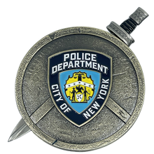 Load image into Gallery viewer, NYPD New York City Police Department Detective Shield with removable Sword Challenge Coin Set BL4-008 - www.ChallengeCoinCreations.com