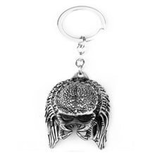 Load image into Gallery viewer, Large Alien Inspired Predator Head Mask Keychain Key Rings Metal AVP Halloween Gift - www.ChallengeCoinCreations.com