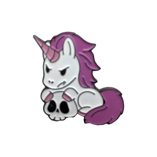 Evil Pegasus Skull Little Unicorn Pony Enamel Pin Free USA Shipping P-155A