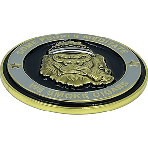 Corrections CO Thin Gray Line Correctional Officer Cigar Gorilla Challenge Coin Tap Dat Ash Some People Meditate We Smoke Cigars BL12-010 - www.ChallengeCoinCreations.com