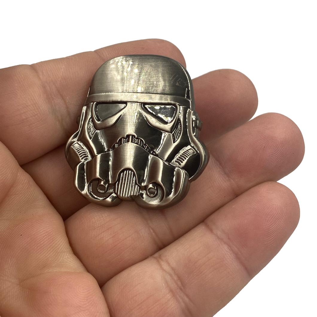 Star Wars Stormtrooper inspired Storm Trooper pin with dual posts Mandalorian EE-016 - www.ChallengeCoinCreations.com
