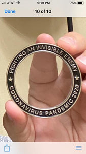 Invisible Enemy Glass Pandemic Challenge Coin for Essential Workers, Nurse, Doctor, EMT, First Responders, Police, Mask BP-001 - www.ChallengeCoinCreations.com
