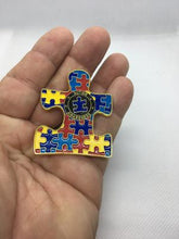 Load image into Gallery viewer, Autism Puzzle Piece Pin with dual pin posts and deluxe pin clasps (2 inch) EE-019 - www.ChallengeCoinCreations.com