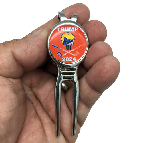 Skull and Cross Clubs Trump 2024  Magnetic Golf Ball Marker and Divot Tool With Clip FREE USA Shipping