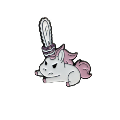 Evil Pegasus Chainsaw Little Unicorn Pony Enamel Pin Free USA Shipping P-158A