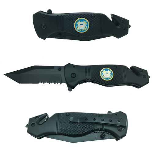 Coastie collectible USCG 3-in-1 Police Tactical Rescue Knife U.S. Coast Guard with Seatbelt Cutter, Steel Serrated Blade, Glass Breaker 10-K - www.ChallengeCoinCreations.com
