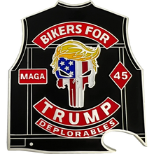 Load image into Gallery viewer, Bikers for Trump 3&quot; Cut Challenge Coin Bottle Opener GL7-008