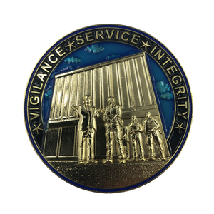 Thin Blue Line Trump MAGA at The Wall CBP Challenge Coin J-016 - www.ChallengeCoinCreations.com