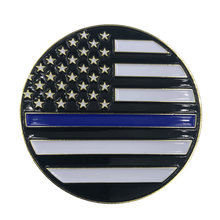 Load image into Gallery viewer, Thin Blue Line Trump MAGA at The Wall CBP Challenge Coin J-016 - www.ChallengeCoinCreations.com