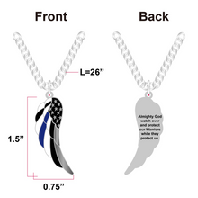 Load image into Gallery viewer, Thin Blue Line Eagle&#39;s Wing Police Officer&#39;s Prayer pendant charm necklace BB-005 - www.ChallengeCoinCreations.com