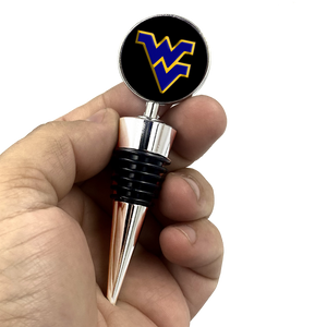 WVU West Virginia Mountaineers Football Tailgate Inspired Wine Stopper - www.ChallengeCoinCreations.com