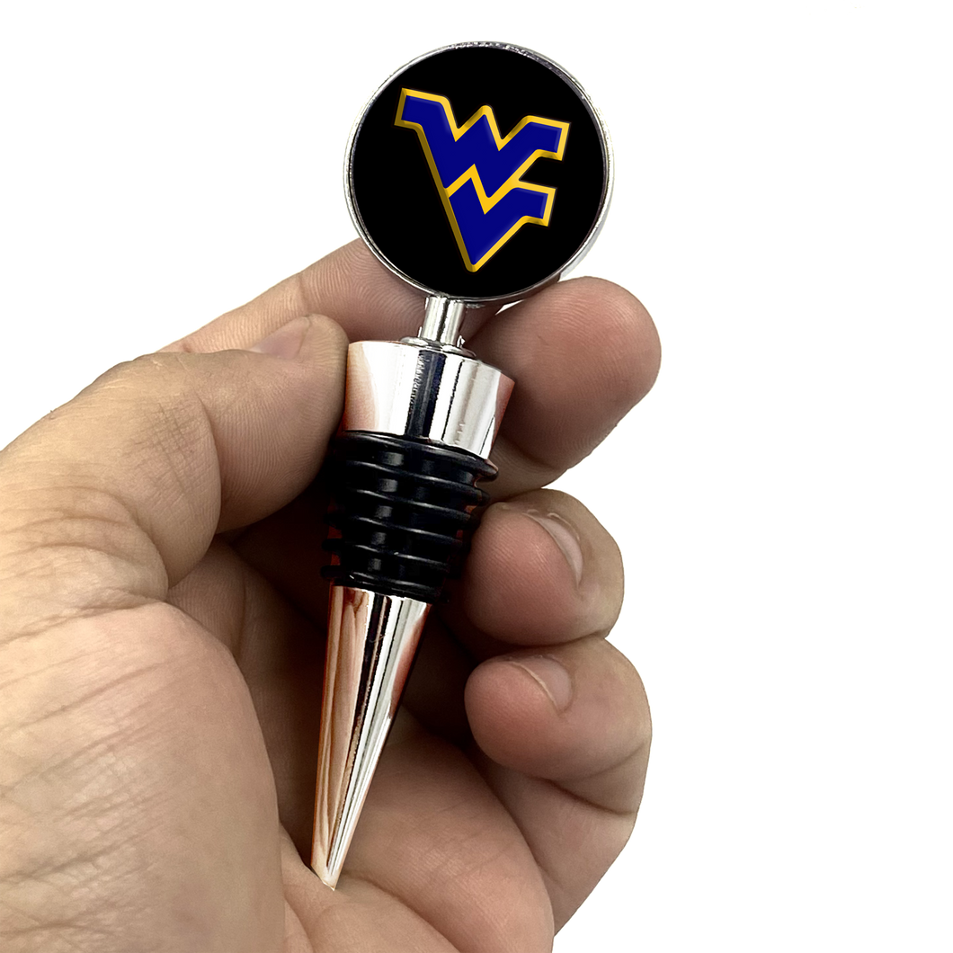 WVU West Virginia Mountaineers Football Tailgate Inspired Wine Stopper - www.ChallengeCoinCreations.com