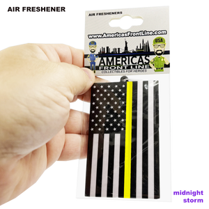 Thin Gold Line Police 911 Emergency Dispatcher Flag Air Freshener Car Home Office Yellow Truck Driver DL13-014
