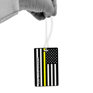 Thin Gold Line American Flag Yellow Luggage ID Tag Police 911 Emergency Dispatcher for suitcase Truck Driver Trucker EL9-014A LKC-96 LKC-96