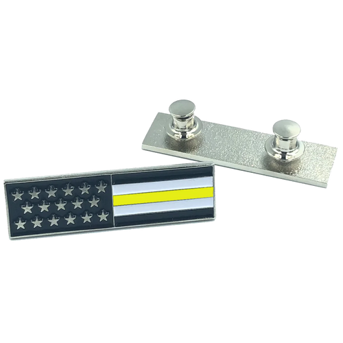 Thin Gold Line U.S. Flag Commendation Bar Pin Yellow 911 Emergency Dispatcher Trucker Tow Truck Security CL-KK P-163A