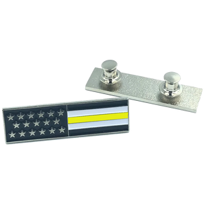 Thin Gold Line U.S. Flag Commendation Bar Pin Yellow 911 Emergency Dispatcher Trucker Tow Truck Security CL-KK P-163A