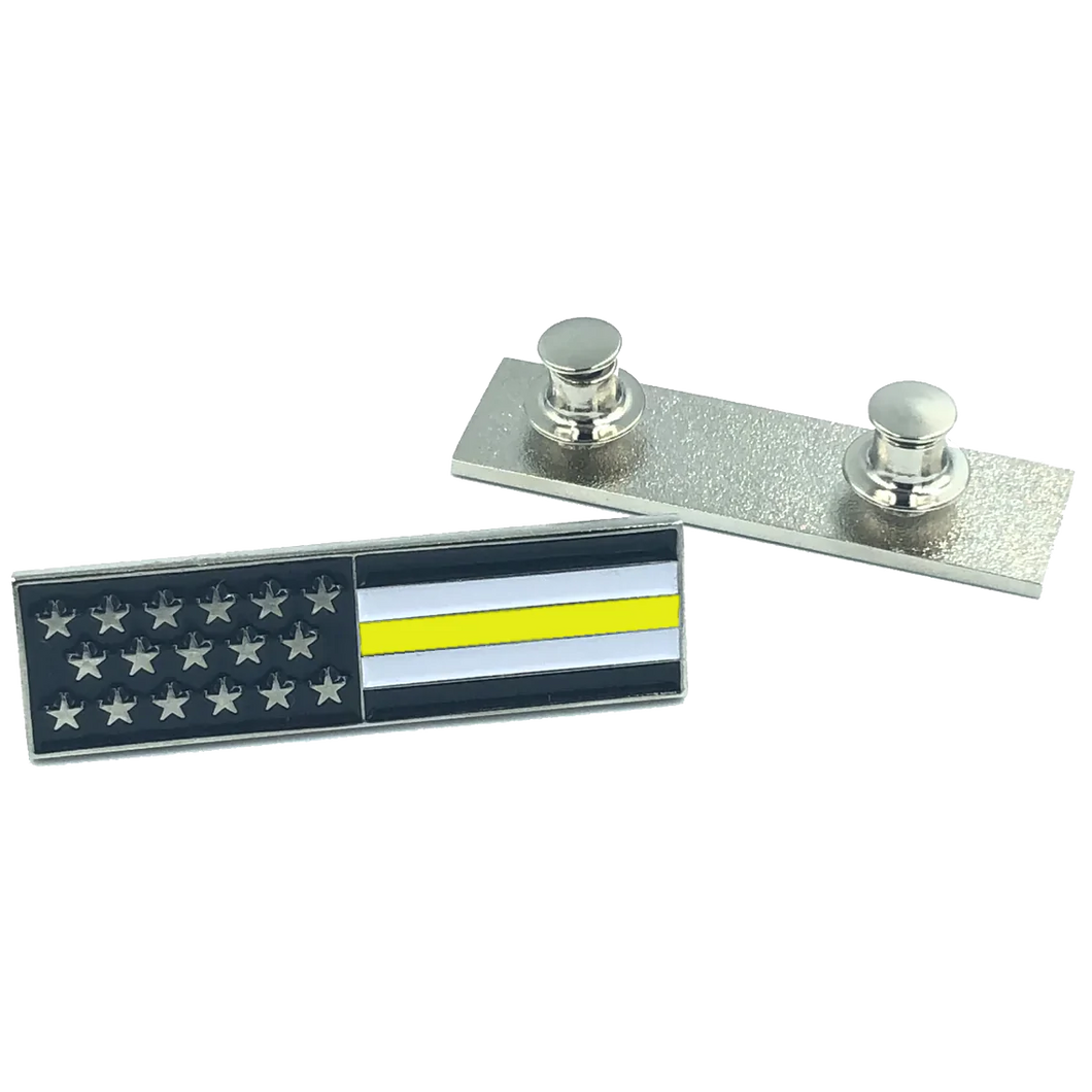 Thin Gold Line U.S. Flag Commendation Bar Pin Yellow 911 Emergency Dispatcher Trucker Tow Truck Security CL-KK P-163A