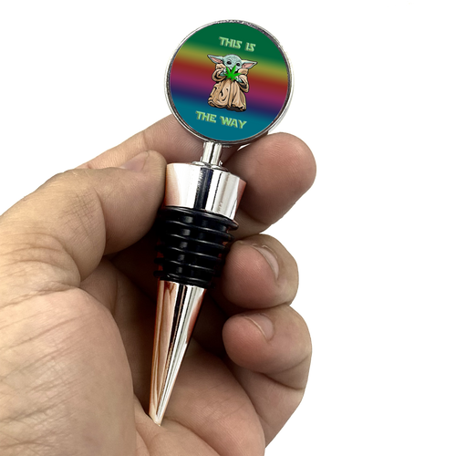 Star Wars Mandalorian Inspired The Child Baby Yoda 420 Weed Wine Bottle Stopper - www.ChallengeCoinCreations.com