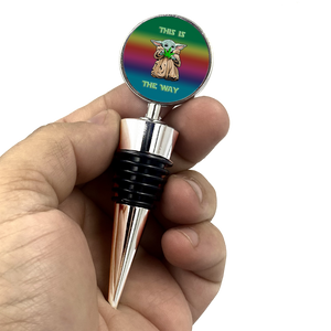 Star Wars Mandalorian Inspired The Child Baby Yoda 420 Weed Wine Bottle Stopper - www.ChallengeCoinCreations.com