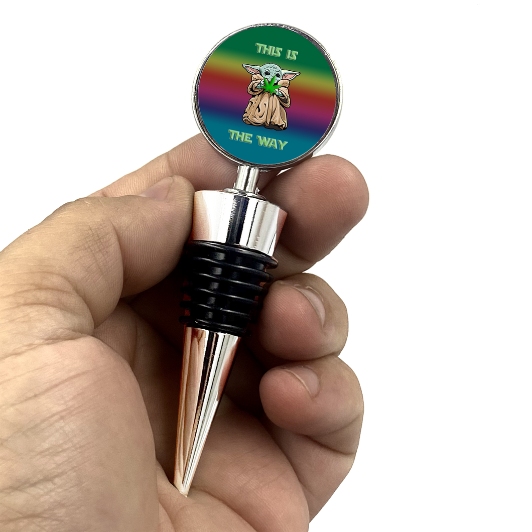 Star Wars Mandalorian Inspired The Child Baby Yoda 420 Weed Wine Bottle Stopper - www.ChallengeCoinCreations.com