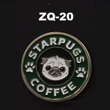 Load image into Gallery viewer, ZQ-20 Starbucks Parody Pug Starpugs Mighty Mike Barista Enamel Pin FREE USA Shipping - www.ChallengeCoinCreations.com