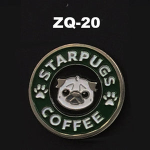 ZQ-20 Starbucks Parody Pug Starpugs Mighty Mike Barista Enamel Pin FREE USA Shipping - www.ChallengeCoinCreations.com