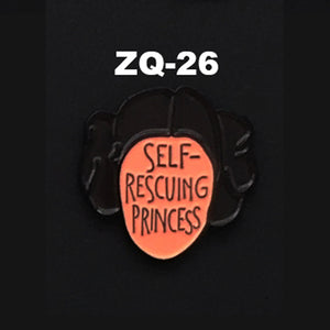 ZQ-26 Self Rescuing Princess Enamel Pin FREE USA Shipping - www.ChallengeCoinCreations.com