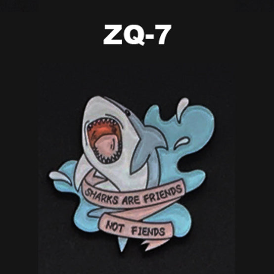 ZQ-7 Sharks are Friends Enamel Pin FREE USA Shipping - www.ChallengeCoinCreations.com